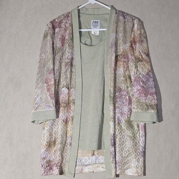 R&M Richards Karen Kwong Pink Pastel Floral Jacket Women's Size 10P Petites VTG - Picture 11 of 12